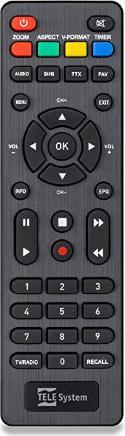 Actual product image Telesystem TELE System 58035010 IR Remote Control Wireless TV Tuner Buttons (Device-specific remote control)