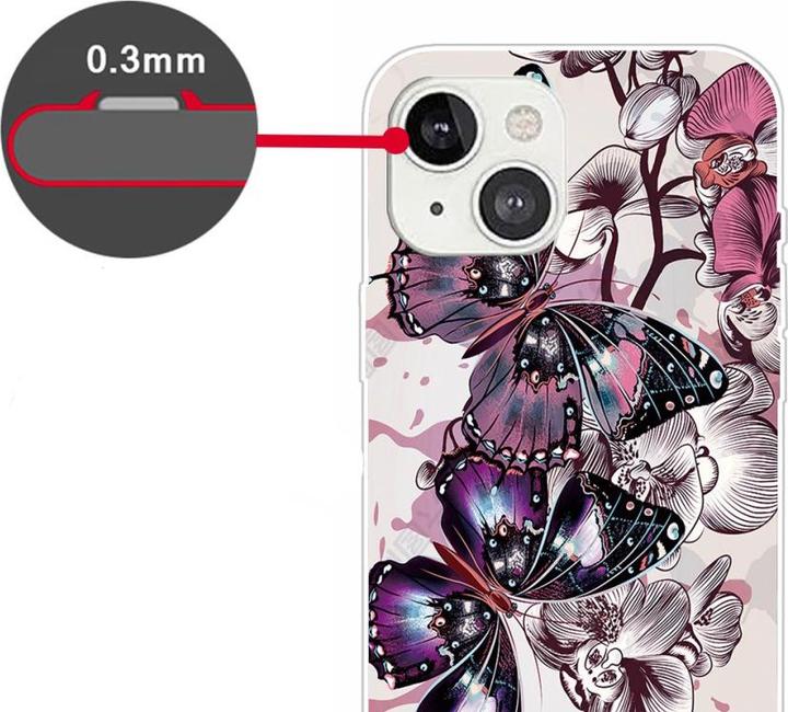 Produktbild Ueli Express iPhone 13 Super Slim Gummi Schutzhülle pinker Schmetterling (Apple iPhone 13)
