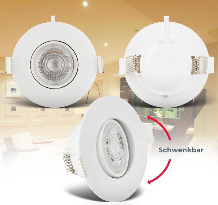 Actual product image B.K.Licht LED recessed lights, set of 6, IP65, white, 6xLED board/4.9W (480 lm)