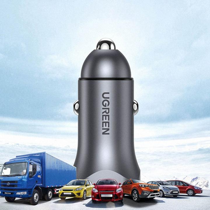 Produktbild Ugreen CD130 Car Charger, USB-A+PD 3.0, USB-C, QC3.0 30W (Grey)