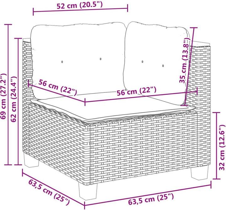 Immagine prodotto VidaXL Divano angolare da giardino Divano centrale con cuscino Divano da giardino Mobili da giardino Beige