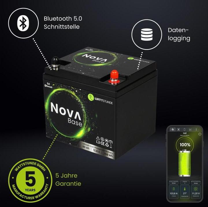 Actual product image Wattstunde Batterie NOVA Base 60 Ah LiFePO4 (12.80 V, 60 Ah)