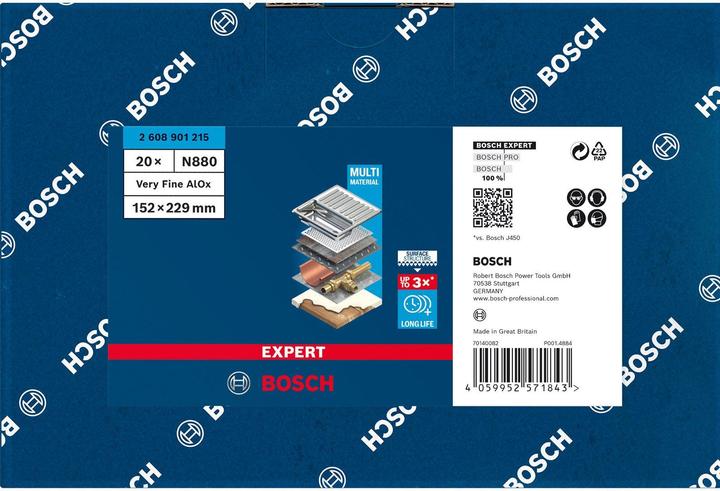 Actual product image Bosch Professional Zubehör Expert N880 fleece pad for hand sanding, 152 x 229 mm, very fine A, 25 pcs. (Very fine)