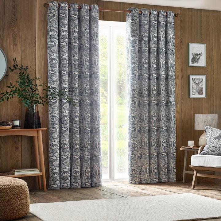 Actual product image Furn Winter Woods Chenille Animals Eyelet Curtains (168 x 183 cm)