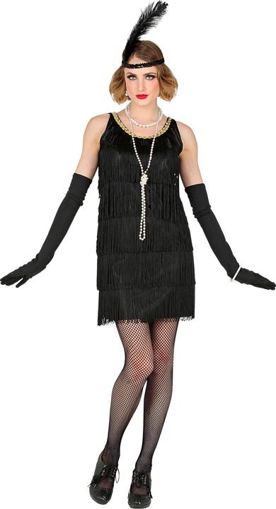 Produktbild Widmann Fransen Kleid, Stirnband mit Feder Schwarz (XXL)