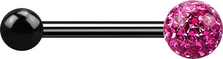 Actual product image Star Piercing Barbell schwarz mit Kugel und Kristallkugel pink Epoxy Schutzschicht (Titanium G23, without brass)
