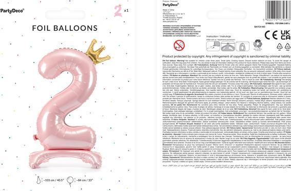 Image du produit Partydeco Ballon chiffre 2 sur pied - Rose