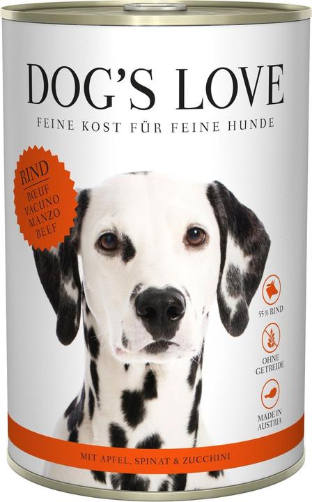 Immagine prodotto Dog's love Manzo adulto, mela, spinaci e zucchine (Adulto, 6 pz., 459 g)