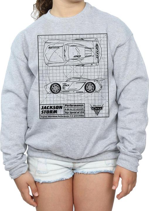Actual product image Disney Girls Cars Jackson Storm Blueprint Sweatshirt (140, 146)