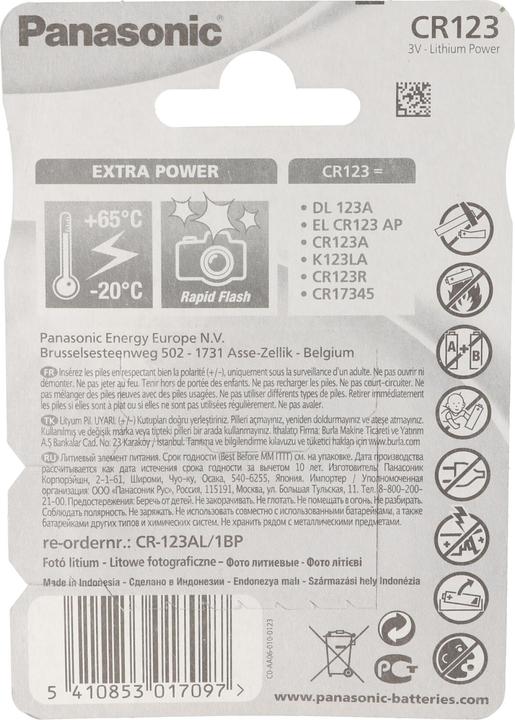 Image du produit Panasonic Photo Lithium (1 pcs, CR123A, 1400 mAh)