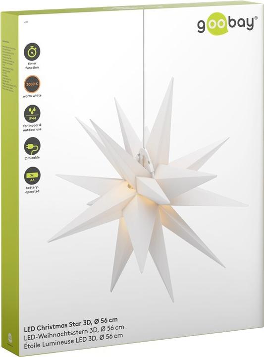 Immagine prodotto Goobay Stella di Natale LED 3D, Ø 56 cm, a batteria