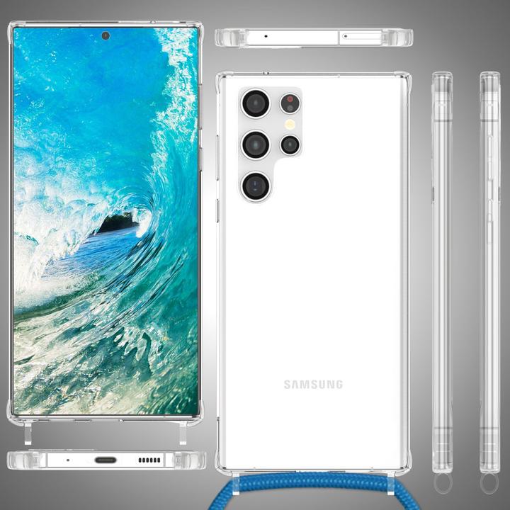 Actual product image Nalia Clear hybrid case with chain to hang around the neck