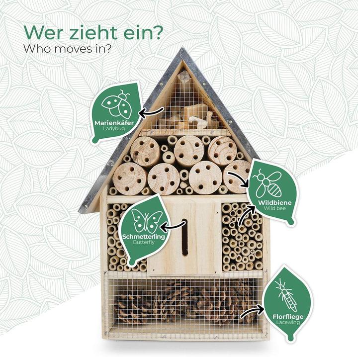 Image du produit Wildlife Friend Grand hôtel pour insectes (Papillons, Coccinelles, Guêpes creuseuses, Abeilles sauvages)