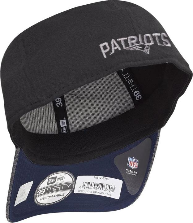 Actual product image New Era 39Thirty Cap - GREY New England Patriots noir (54, 55, 56, 57)