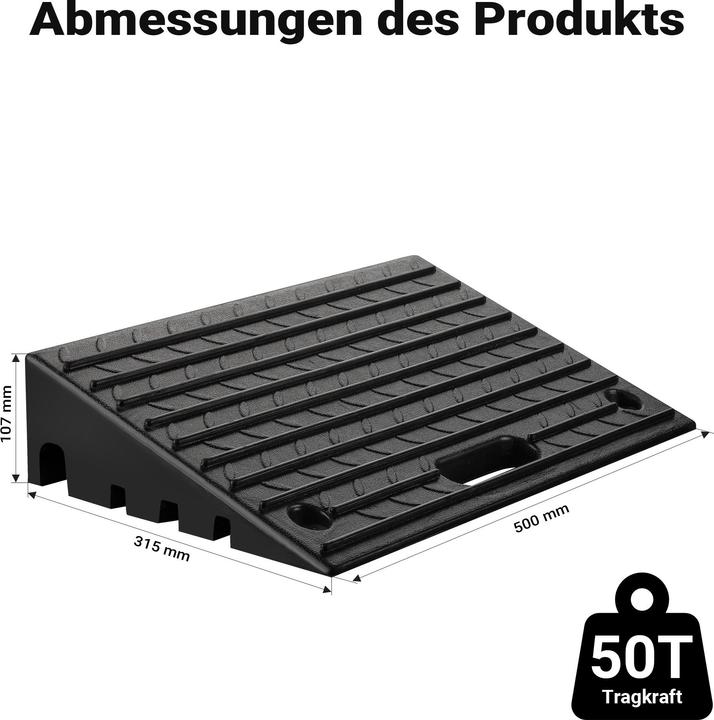 Immagine prodotto Wiltec Rampa per marciapiede in gomma 500x315x107mm rampa di accesso auto moto camion