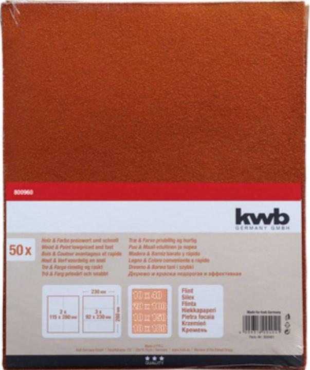 Image du produit kwb Set de papier abrasif à main Granulométrie (P180, P20, P100, P50, P40)