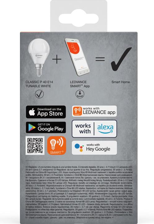Produktbild Ledvance Smart+ Wifi Mini Bulb (E14, 4.90 W, 470 lm, 3 x, F)