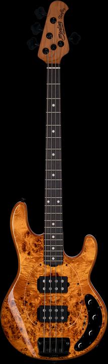 Immagine prodotto da Music Man StingRay Ray34 HH Poplar Burl Amber electric basgitaar met deluxe gigbag (Basso elettrico, Acero, Pioppo)