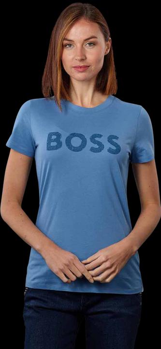 Hugo Boss Boss Orange Short Sleeve Elogo T-Shirt Crew Neck Open Blue
