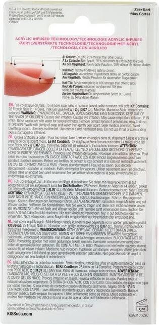 Image du produit KISS Ongles français en acrylique de Salon - Rumour Mill (Set, Ongles artificiels, Beige, Blanc)