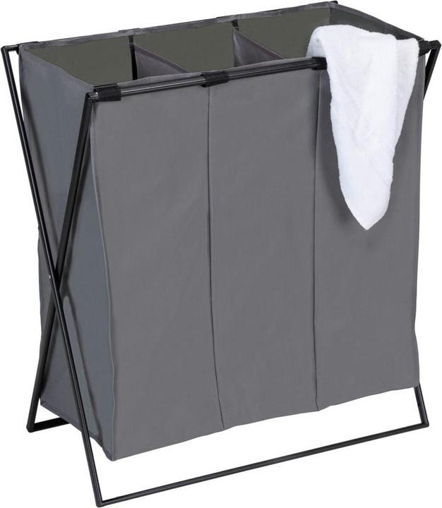 Actual product image Wenko Wäschesammler Mod. Trio XL Grau mit drei Fächern