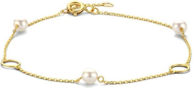 Actual product image Marie Celeste Bracelet pearls and circles 16.5 - 17.5 - 18.5 cm - 5.5 mm - Gold (18.50 cm, 14K yellow gold)