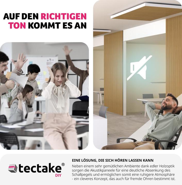 Produktbild tectake 2er Set Akustikpaneele Sonic Wall Holzoptik (2 Stk.)