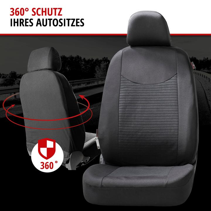 Immagine prodotto Walser Coprisedile auto ZIPP-IT Speedway, set completo di coprisedile auto con sistema di cerniere nero