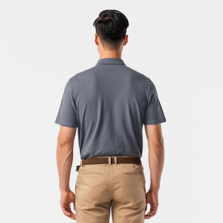 Actual product image Inesis Herren Golf Poloshirt kurzarm 100 % Baumwolle - MW100 dunkelgrau (L)