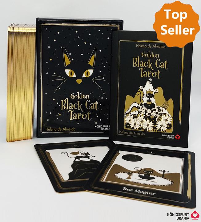Image du produit Golden Black Cat Tarot - Hochwertige Stülpdeckelschachtel mit Goldfolie (Allemand, Helena de Almeida, 2022)