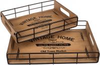 Ootb Wood / metal tray, Vintage Home, set of 2