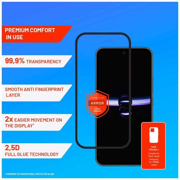 Actual product image Fixed Armour cover 2.5D tempered glass with applicator for Samsung Galaxy A54 5G, Black (1 Piece, Samsung Galaxy A54 5G)