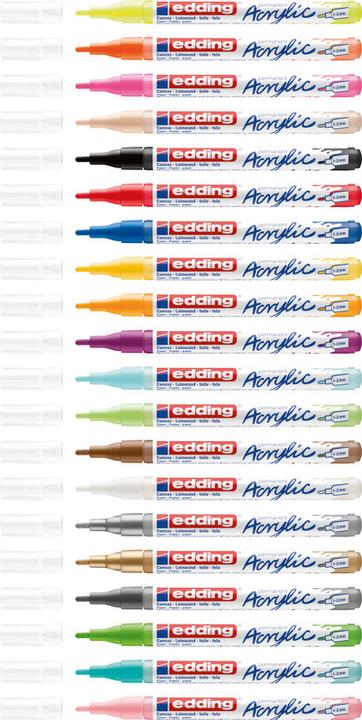 Produktbild Edding Acrylmarker (Gelb, Schwarz, Rot, Blau, Weiss, 2 mm, 5 x)
