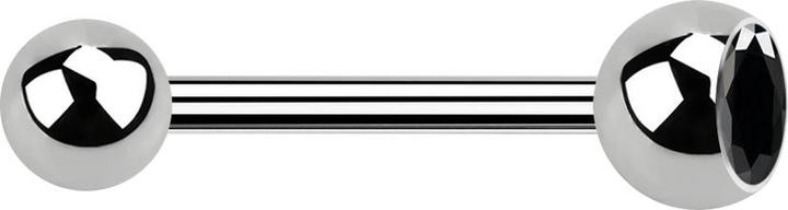 Produktbild Star Piercing Barbell silber mit Kugel und Kugel Kristall schwarz (ohne Messing, Titan G23)