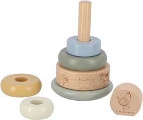 Actual product image Little Dutch Wooden stacking tower with rings Little Farm FSC