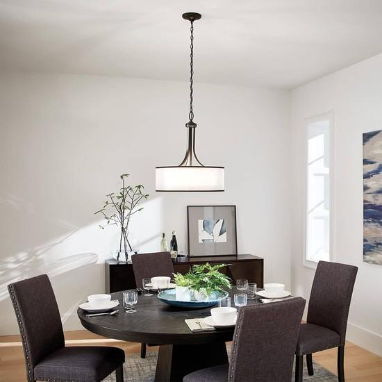 Actual product image Elstead Lighting Lacey pendant light E27 4-fold mission bronze light umber, earth colour, metallic frosted (E27)