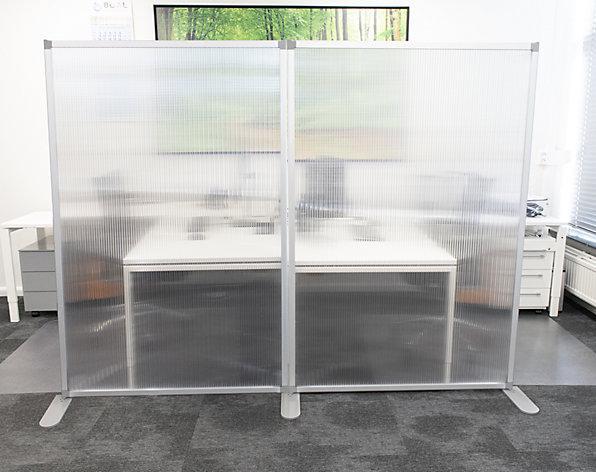Actual product image smiT Modular partition, transparent, HxWxD 1850 x 1250 x 500 mm, aluminium frame