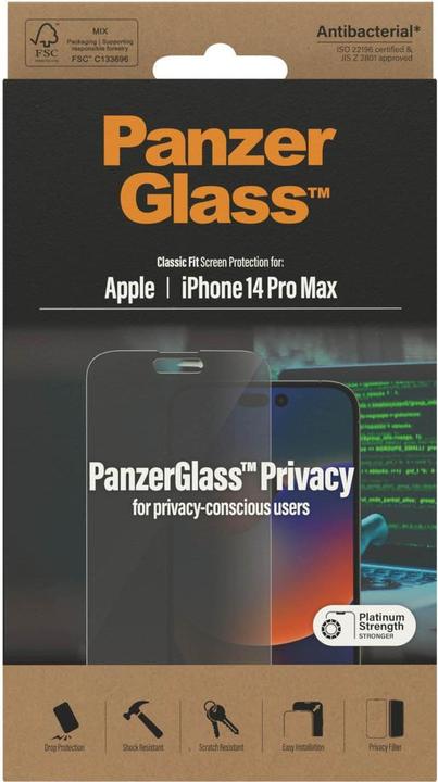Actual product image PanzerGlass Classic Fit Privacy (1 Piece, Apple iPhone 14 Pro Max)