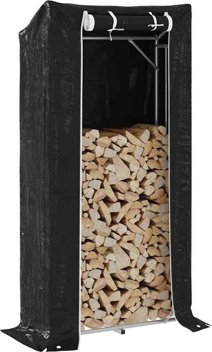 Produktbild VidaXL Brennholzregal mit Regenschutz 100x40x200 cm Verzinkter Stahl (100 x 40 x 200 cm)