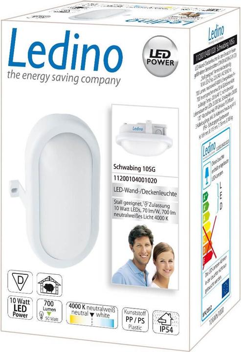 Actual product image Ledino Schwabing wall/ceiling lamp 10W, 4000K, oval neutral white (700 lm)