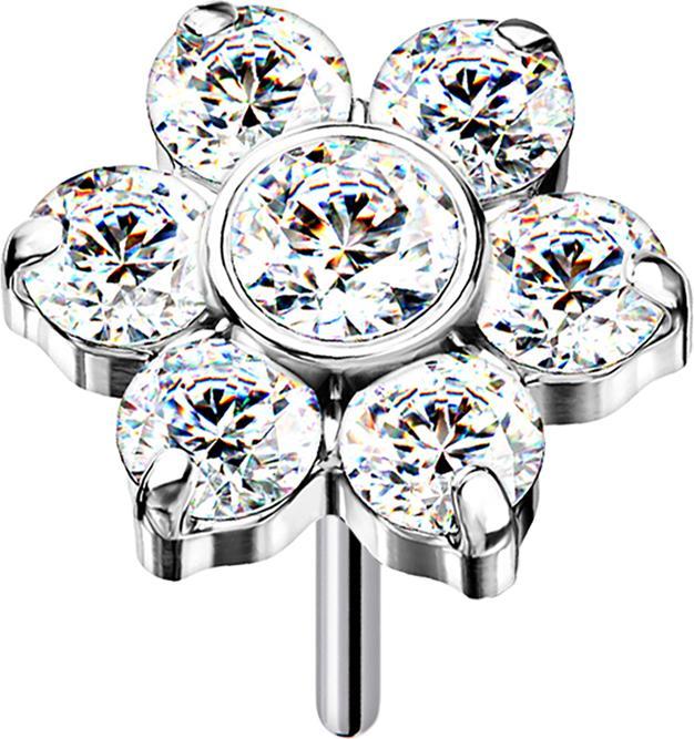 Immagine prodotto Star Piercing Cristalli a fiore argento Threadless argento (senza ottone, Titanio G23)