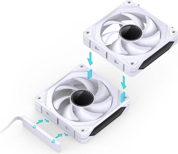 Produktbild Jonsbo ZL-120W PWM ARGB Lüfter 3er Pack, reguläre Ausrichtung - 120mm, weiss (120 mm, 3 x)