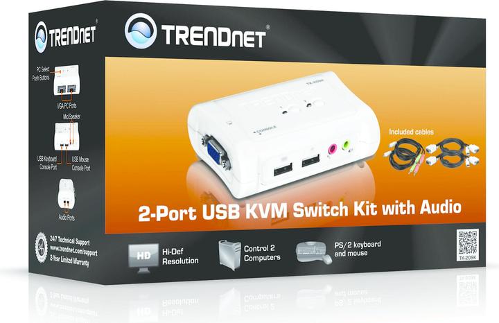Produktbild Trendnet TK-209K 2-facher USB-KVM-Umschaltersatz mit Audio