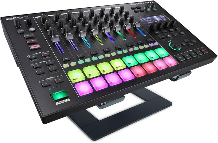 Actual product image Roland MC-707 Groovebox with stand black