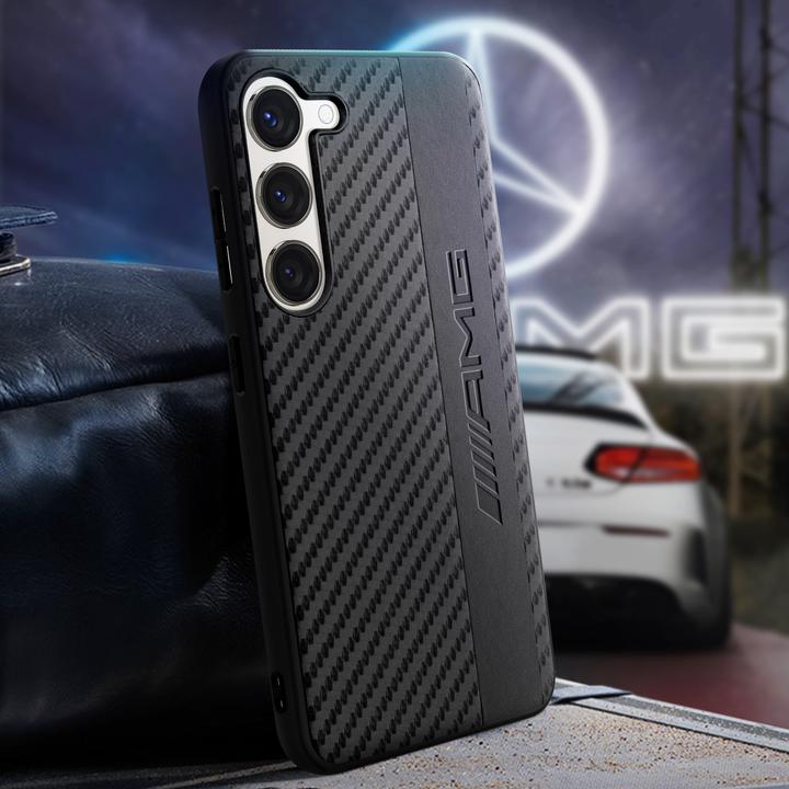 Immagine prodotto Mercedes AMG AMHCS23MBLSCA S23+ S916 valigetta rigida nera Carbon Stripe&Embossed (Samsung Galaxy S23+)