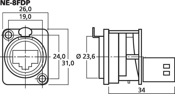 Produktbild Neutrik - Ethercon - Metall- Chassisbuchse Für Standard Rj45-Stecker (S/FTP, CAT5e, 0.04 m)