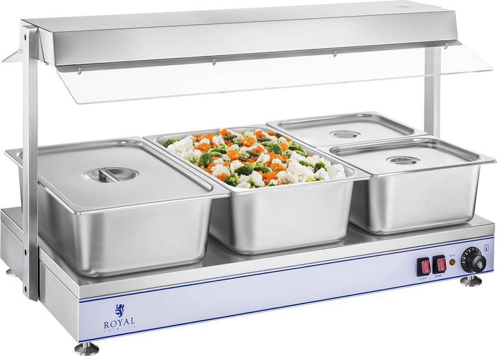 Produktbild Royal Catering Warmhalteplatte Speisenwärmer Wärmetheke Buffetwärmer 1550 W 3 Halogenlampen