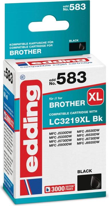 Energie-Label Edding Tintenpatrone Druckerpatrone ersetzt LC3219XL Bk Schwarz (BK)