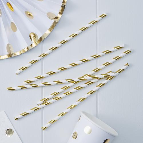 Actual product image Ginger Ray Gold Metallic Paper Straws Set of 25 (25 x)
