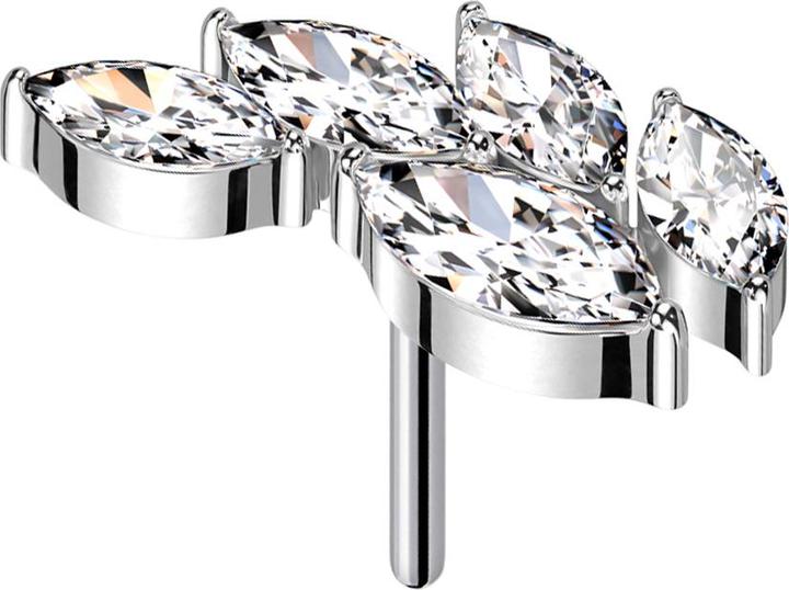 Immagine prodotto Star Piercing Foglia senza fili argento cinque cristalli ovali argento (Titanio G23, senza ottone)